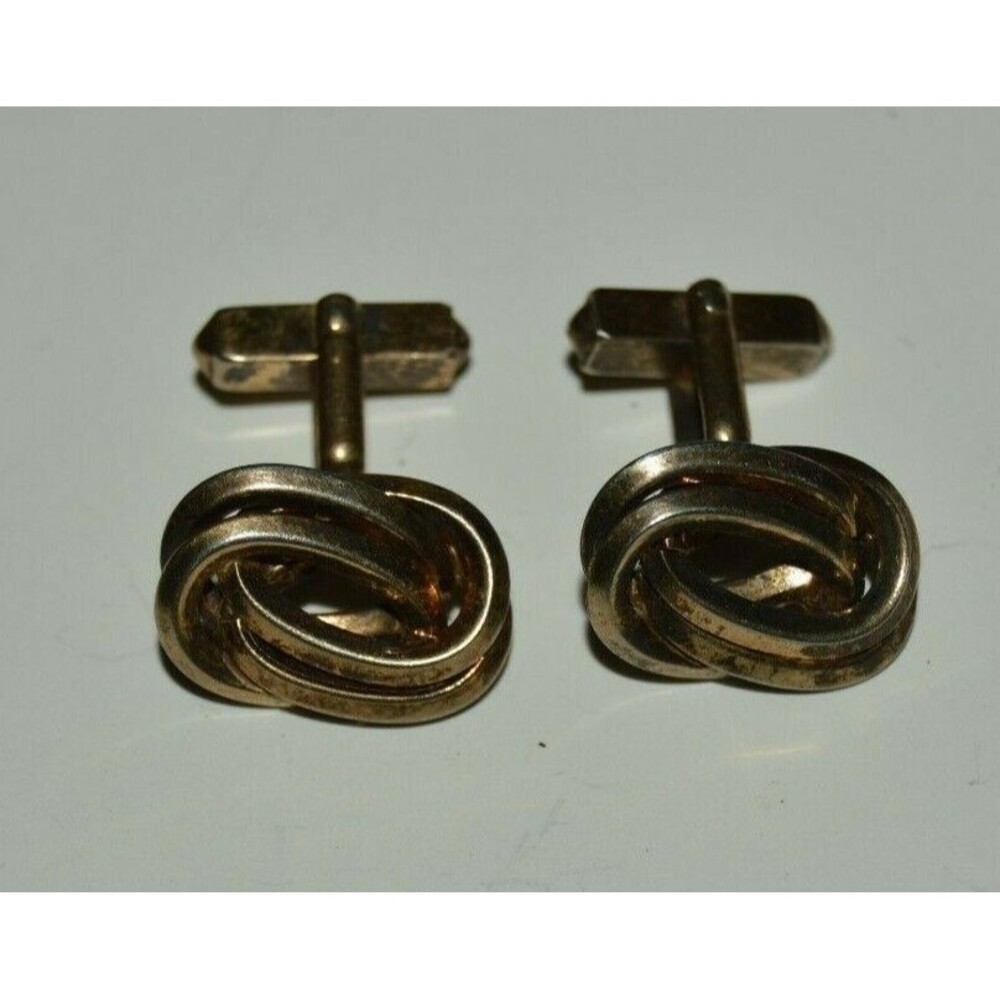 Vintage Swirls Ropes Loops Rings SWANK Mid Century Modern Cuff Links RARE